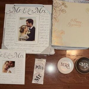 6 piece set of NEW Wedding Stuff, frame, photo album, planner book and more